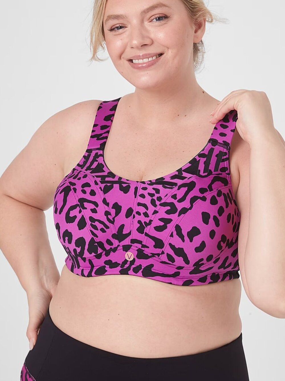 LB LIVI Hi-Impact Wicking Max Support Underwire Sports Bra Purple Leopard 40DD